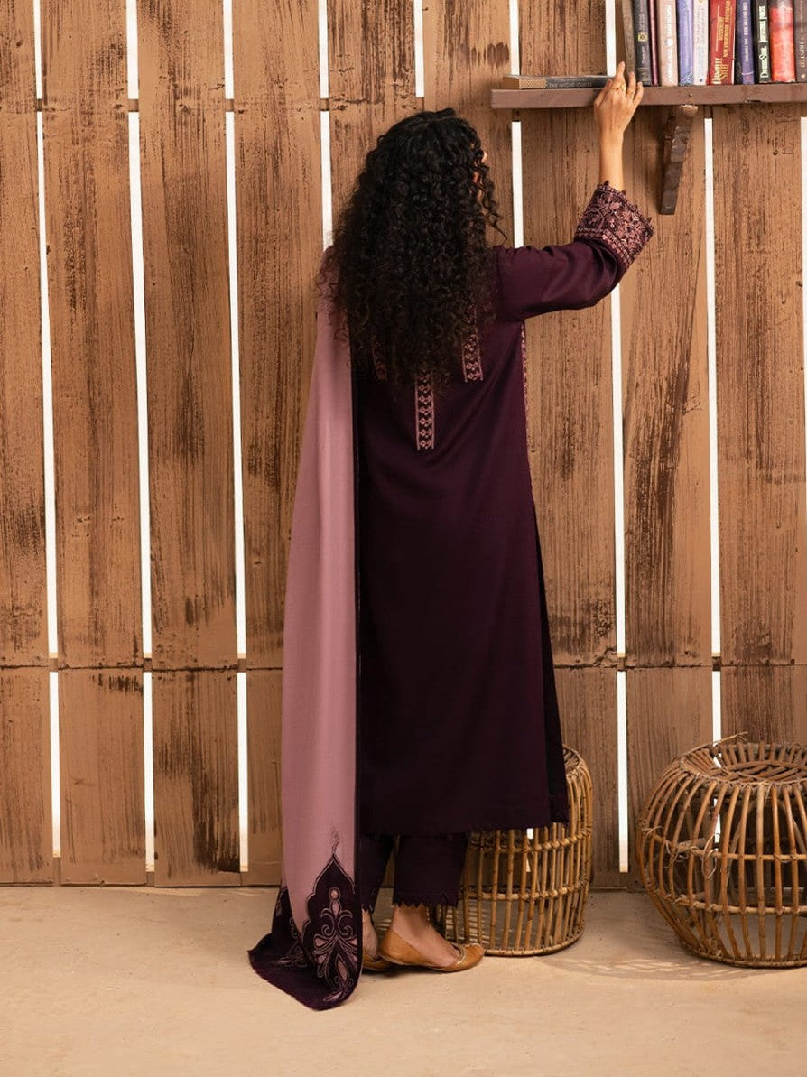 SR-RP605 Unstitched Embroidered Dhanak Suit With Embroidered Dhanak Shawl