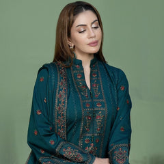 Highly Recommended SR-AJ940 Unstitched Fully Embroidered Dhanak Suit With 4 Sided Embroidered Dhanak Shawl