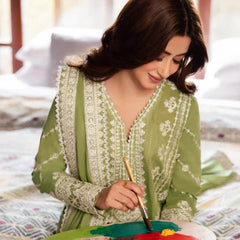 SR-2525 Unstitched Fully Embroided Lawn Suit With Lawn Embroidered Dupatta