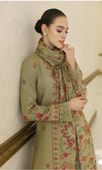 SR-955 Unstitched Embroidered Dhanak Wool Suit With Embroidered Dhanak Shawl