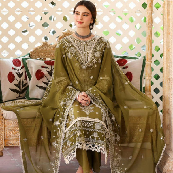 SR-MR590 Unstitched Heavy Embroidered Dhanak Suit With Embroidered Dhanak Shawl
