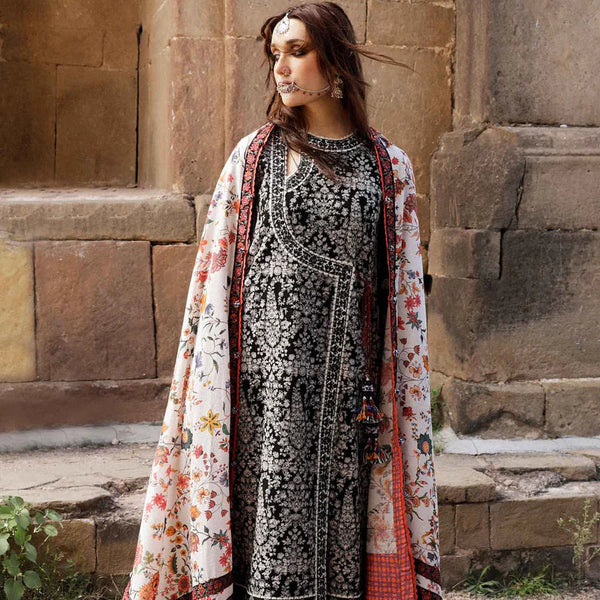 SR-720 Dhanak Embroidered Suit With Digital Printed Wool Shawl