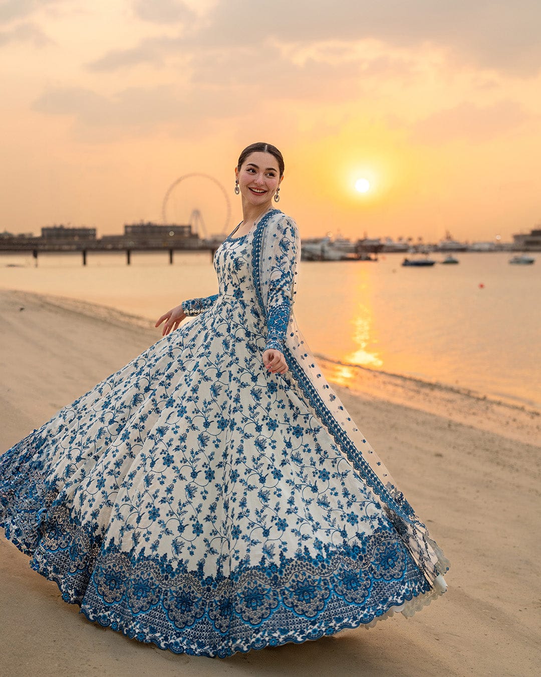 Highly Recommended LF-FS1000 Lawn Unstitched Frock Fully Embroidered 3pc Suit With Organza Embroidered Dupatta