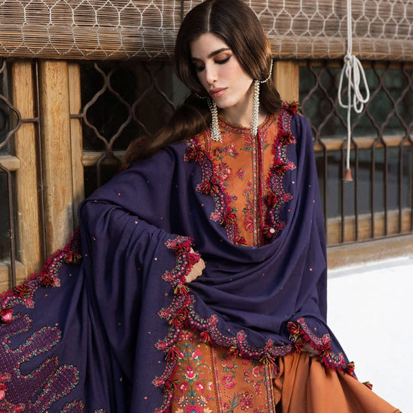 SR-MB610 Unstitched Heavy Embroidered Dhanak Suit With Embroidered Dhanak Shawl