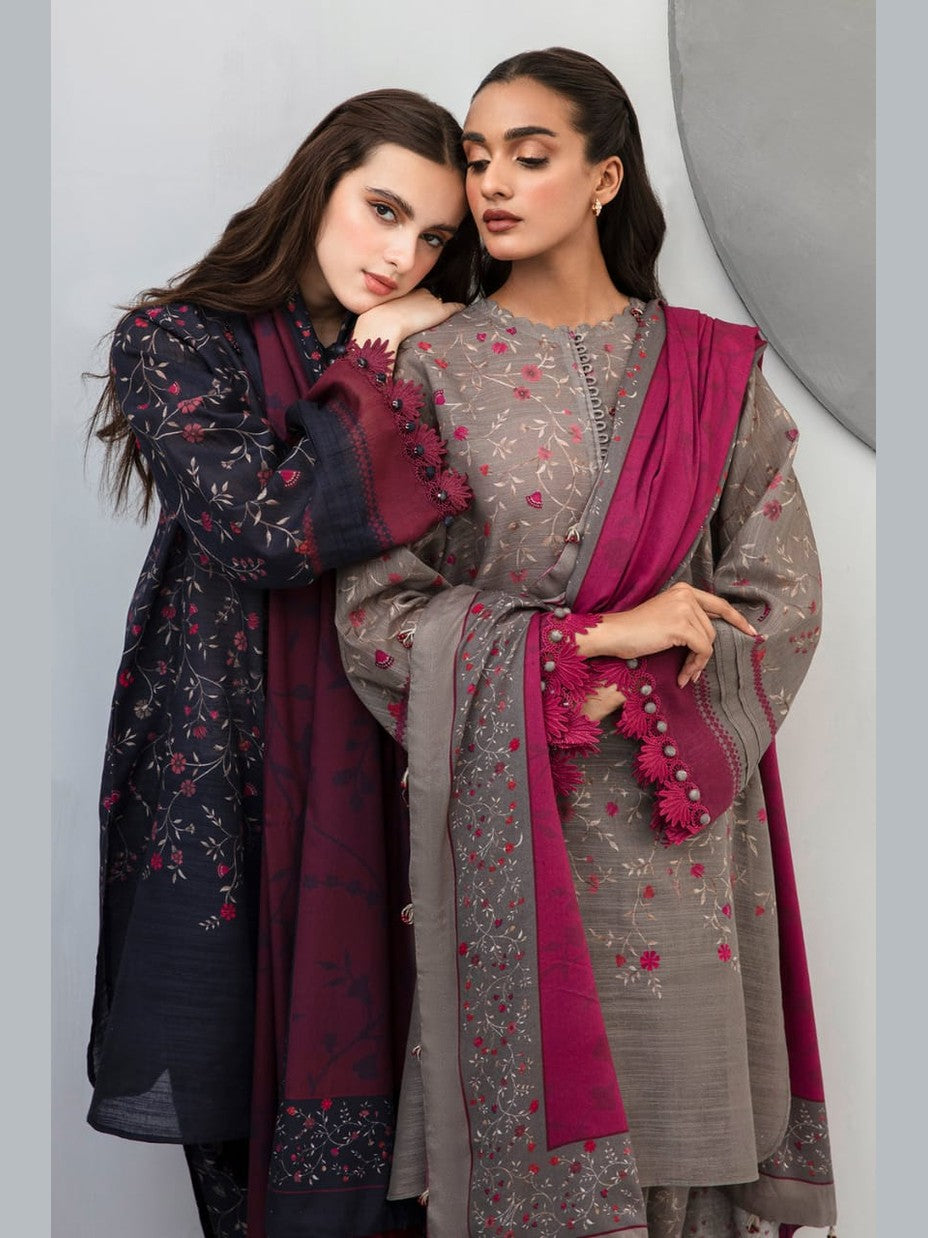 SR-BQ405 Digital Printed Khaddar 3Pc Suit With Digital Printed Khaddar Dupatta