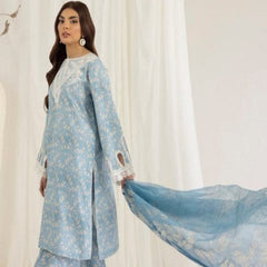 SR-MB442 Unstitched Digital Printed Lawn Suit 3pc With Digital Printed Voil Dupatta & Embroidered Patches