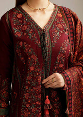 SR-730 Dhanak Embroidered Suit With Digital Printed Wool Shawl