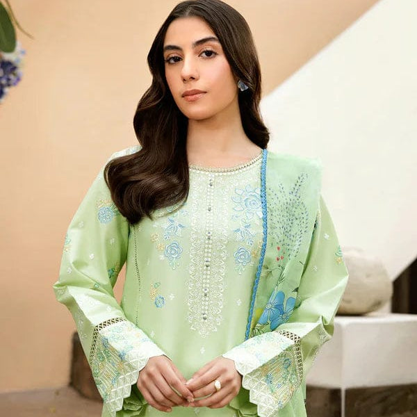 SR-ZS2630 Lawn Unstitched 3pc Embroidered Suit With Digital Printed Poly Lawn Dupatta