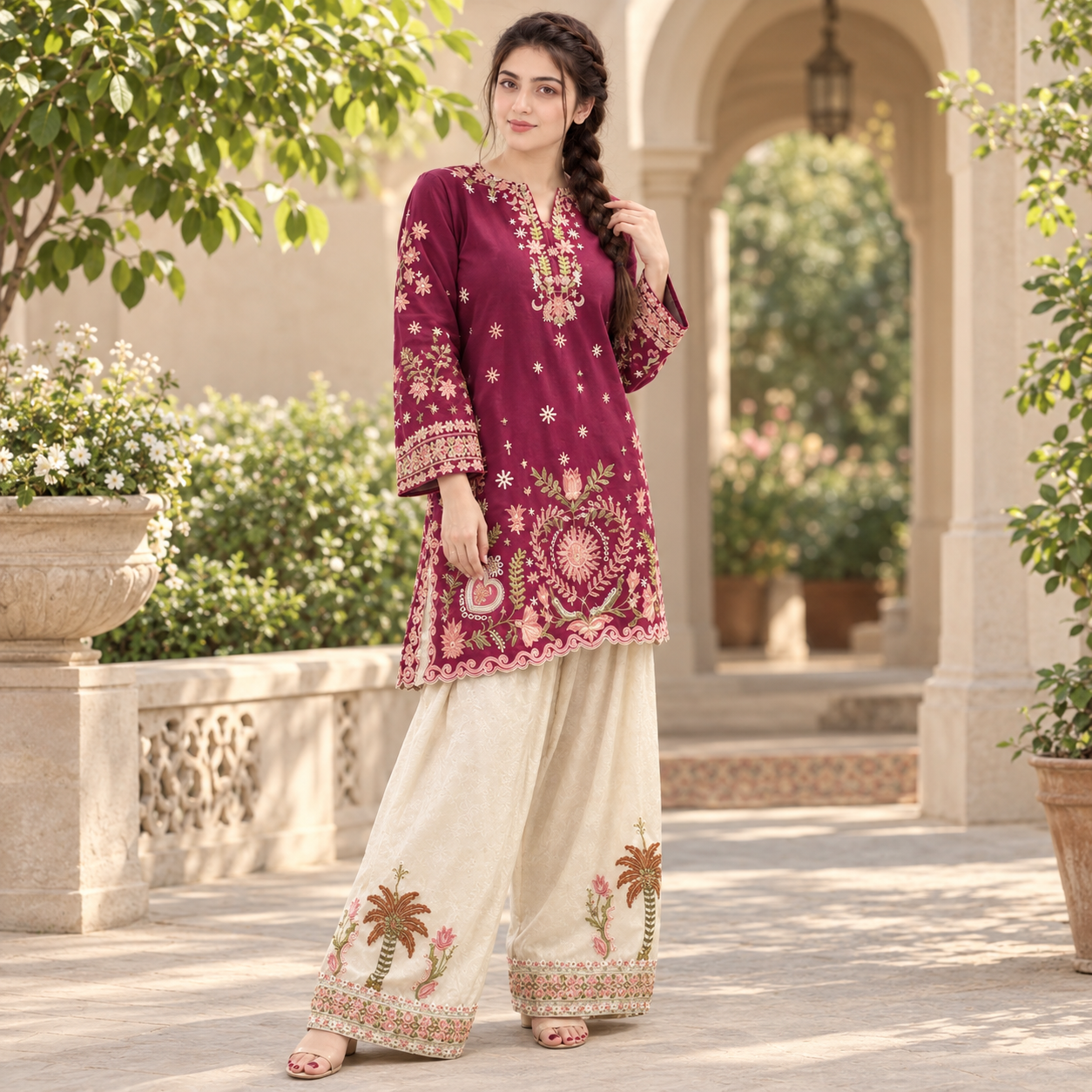 LF-MB55 Dhanak Fully Embroidered 2pc With Fully Embroidered Trouser