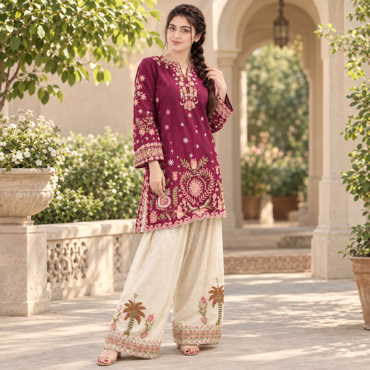 LF-MB55 Dhanak Fully Embroidered 2pc With Fully Embroidered Trouser