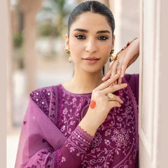 SR-CS84 Lawn Unstitched Embroidered 3pc Suit With Organza Embroidered Dupatta