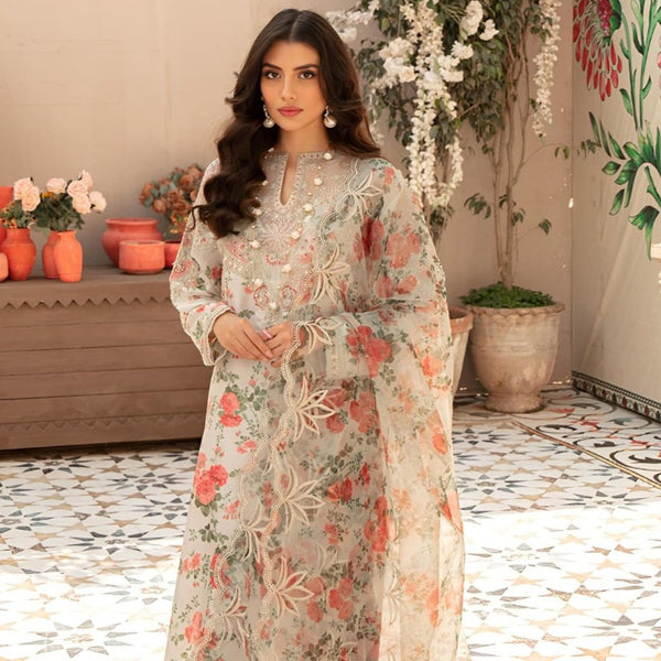 Digital Printed Khaddar Suit 3pc with Khaddar Digital Printed Dupatta & Embroidered Patches