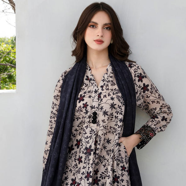 SR-BQ410 Digital Printed Khaddar 3Pc Suit With Digital Printed Khaddar Dupatta