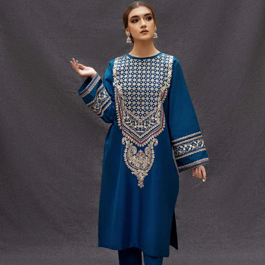 SR-69 Unstitched Fully Embroided Dhanak 2 Piece Suit