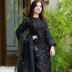 SR-32 Lawn Embroidered 3pc With Organza Embroidered Dupatta