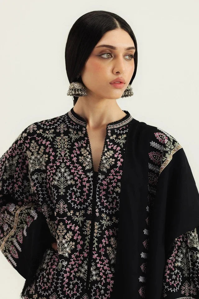 LF-ZS3120 Unstitched 3Pc Fully Embroidered Dhanak Suit With Fully Embroidered Dhanak Shawl