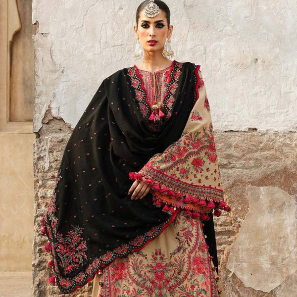 SR-690 Unstitched Heavy Embroidered Dhanak Suit Embroidered Dhanak Shawl