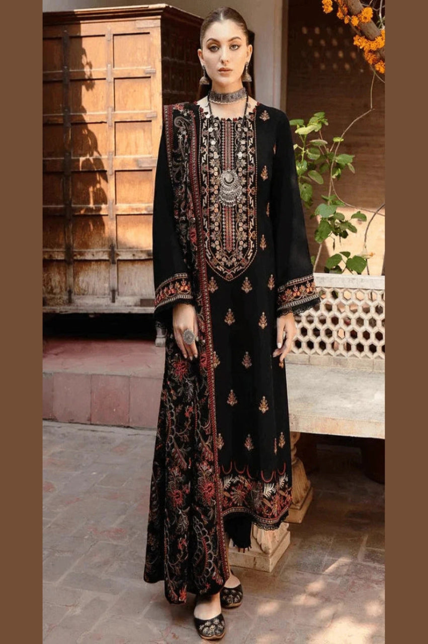 SR-RM650 Unstitched Heavy Embroidered Dhanak Suit With Embroidered Dhanak Shawl