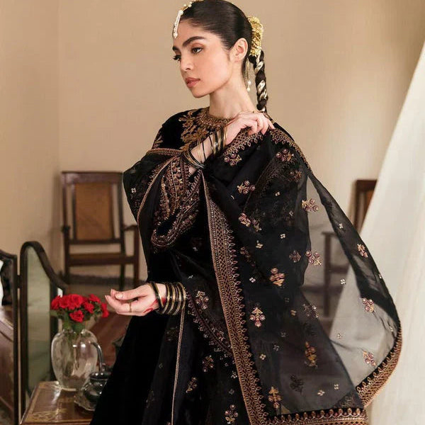 SR-804 Sequence Embroidered 9000 Micro Velvet 3Pc With Organza Embroidered Dupatta