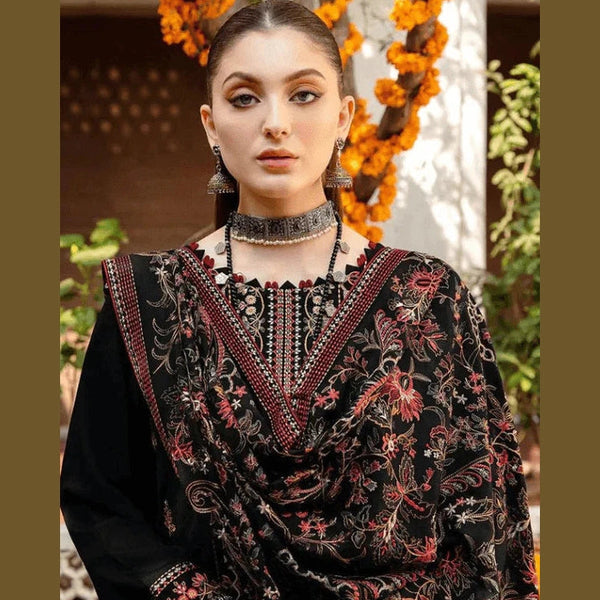 SR-RM650 Unstitched Heavy Embroidered Dhanak Suit With Embroidered Dhanak Shawl