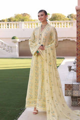 LF-801 Lawn Embroidered 3pc Suit With Embroidered Bamber Chiffon Dupatta