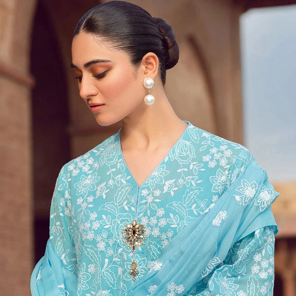 SR-108 Dhanak 3Pc Embroidered Suit With Dhanak Embroidered Shawl
