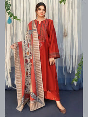 SR-845 Dhanak Embroidered Suit With Digital Printed Wool Shawl