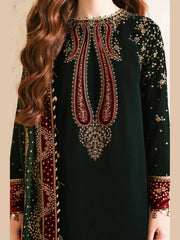 SR-999 Embroidered 9000 Micro Velvet 3Pc With Embroidered Chiffon Dupatta