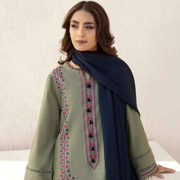 SR-JZ710 Unstitched Fully Embroided Dhanak Suit With Dhanak Dupatta