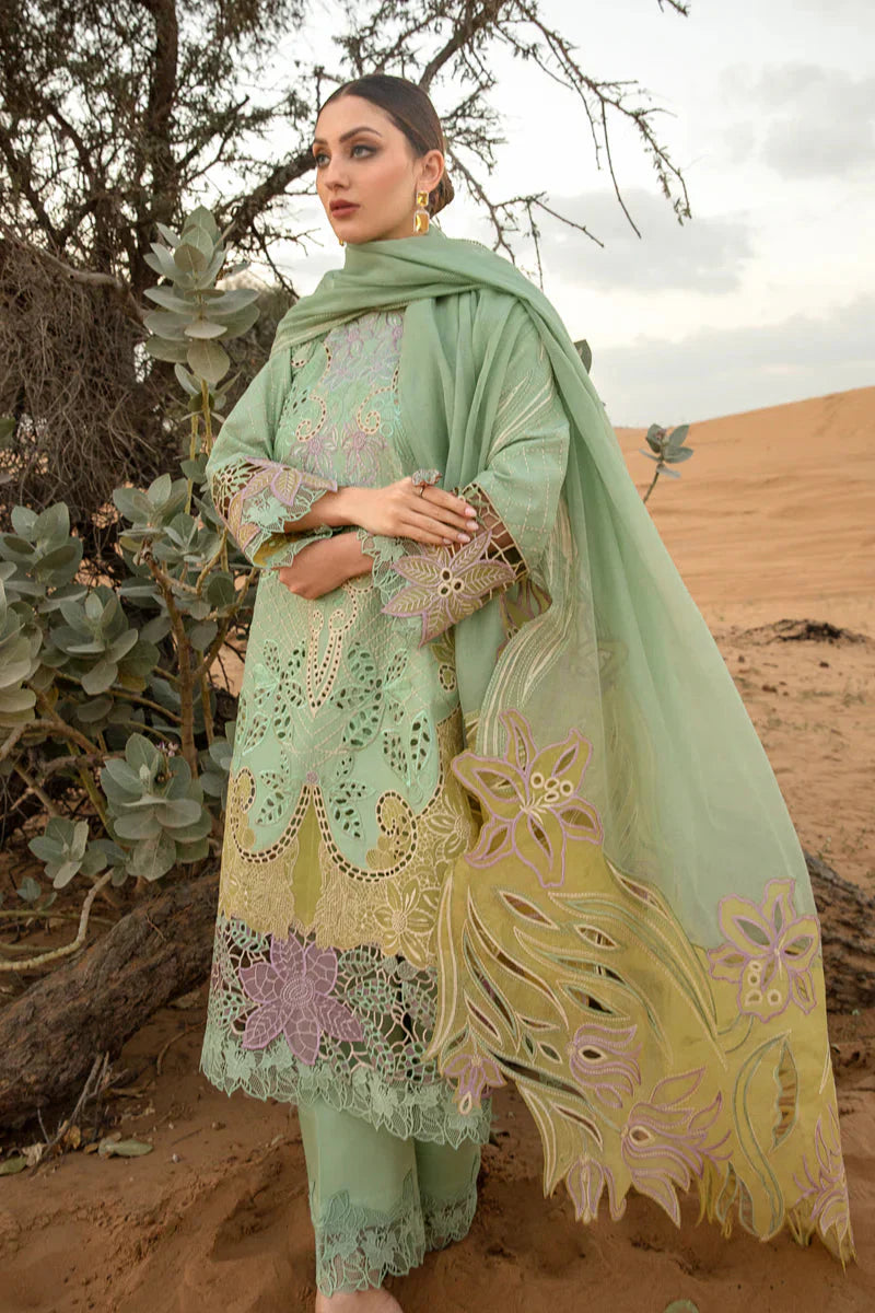 SR-816 Lawn Embroidered 3pc With Embroidered Organza Dupatta