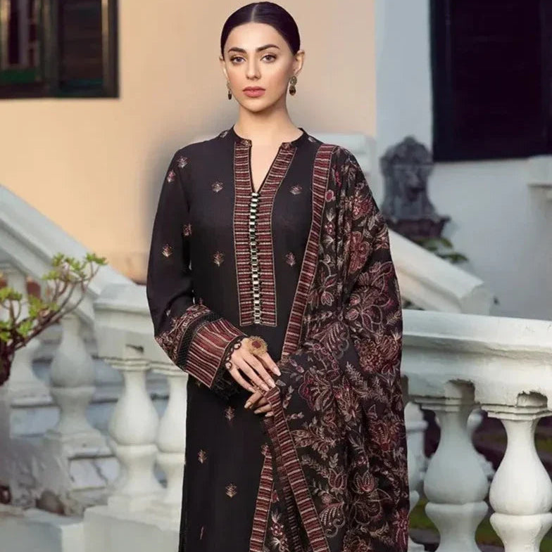 SR-1020 Dhanak Embroidered Suit with Dhanak Embroidered Shawl