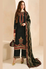 SR-999 Embroidered 9000 Micro Velvet 3Pc With Embroidered Chiffon Dupatta