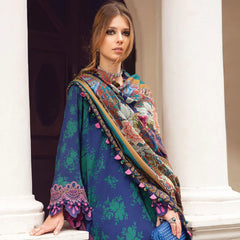 SR-123 Lawn Digital Printed 3pc Suit With Embroidered Laces & Printed Silk Dupatta