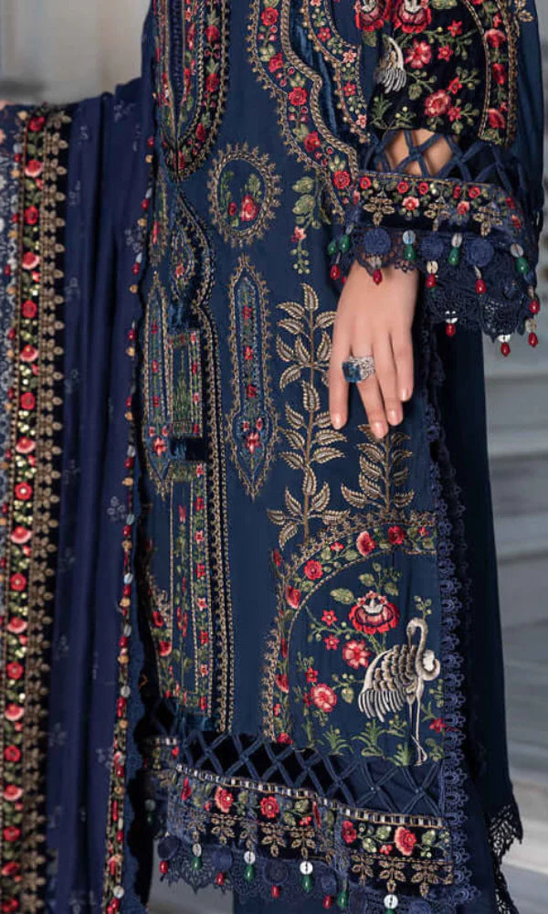 SR-965 Unstitched Embroidered Dhanak Wool Suit With Embroidered Dhanak Shawl